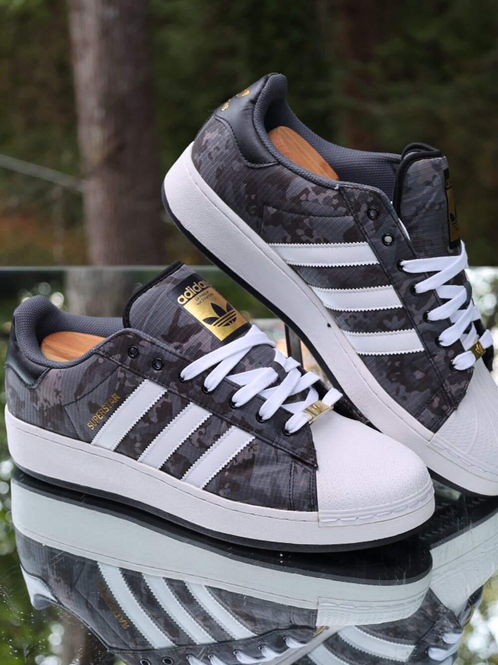 Adidas Superstar XLG Black Grey Camo Size 16